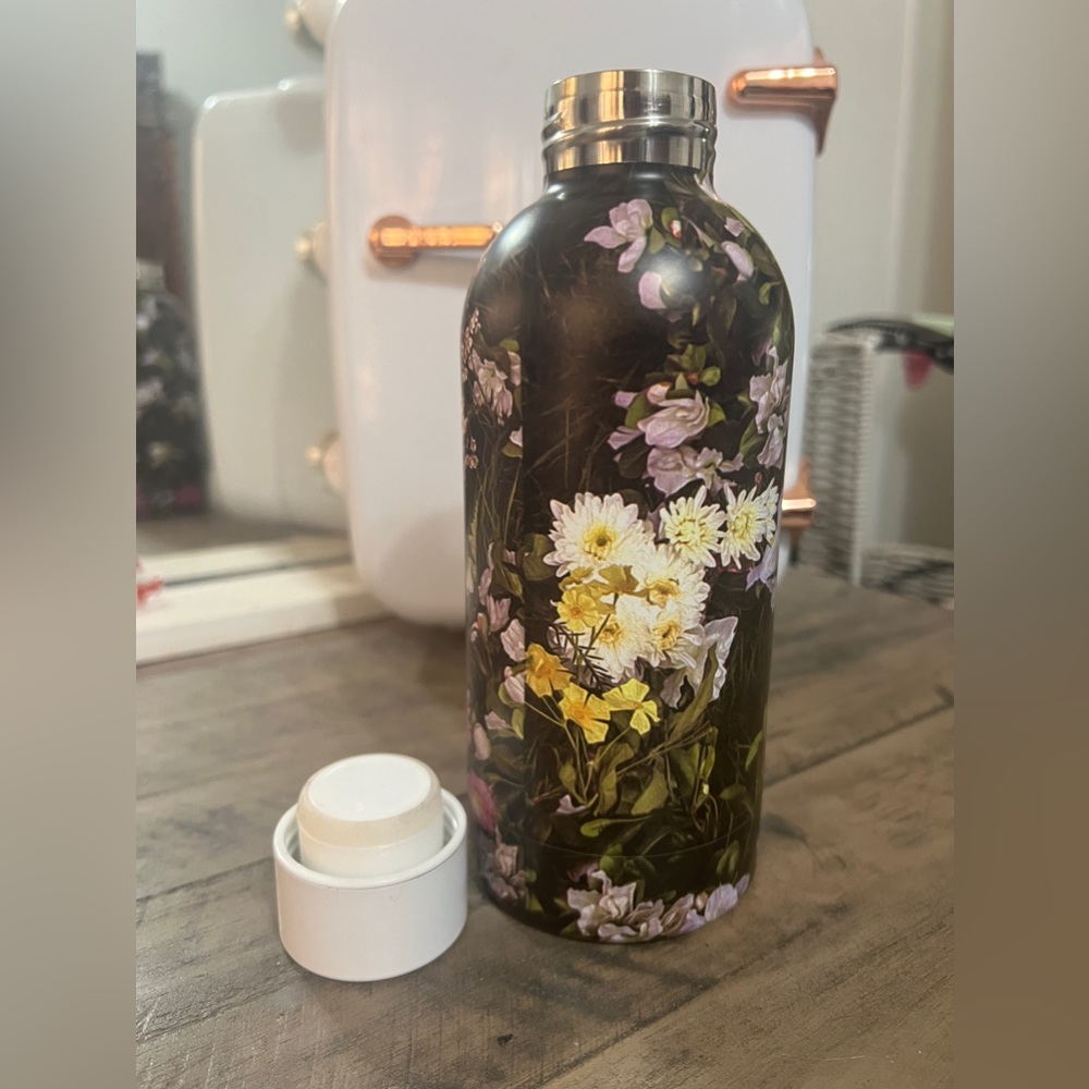 floral water bottle